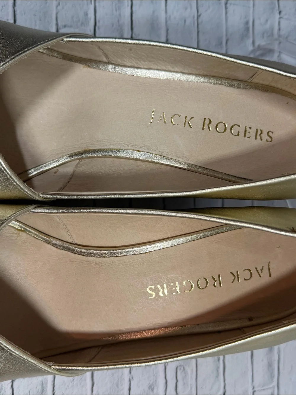 Jack Rogers Metallic Gold Crossband Wedge Sandals